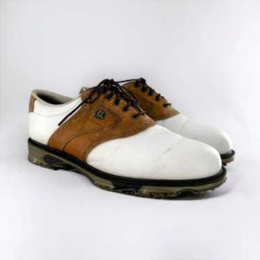Footjoy FJ Dryjoys Tour Mens Size 8.5 Golf Cleats Shoes Brown Leather